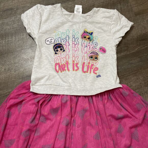 Girls L.O.L. Surprise shirt DRESS “Art is Life” PINK tutu Size XXL (18) EUC - Picture 3 of 11